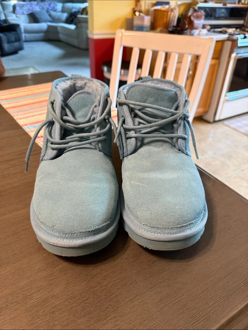Men's UGG Suede Lace-Up Boots in Light Blue